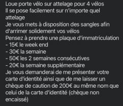 Location porte velo