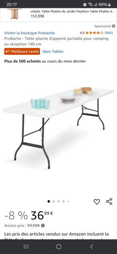 Location table de reception
