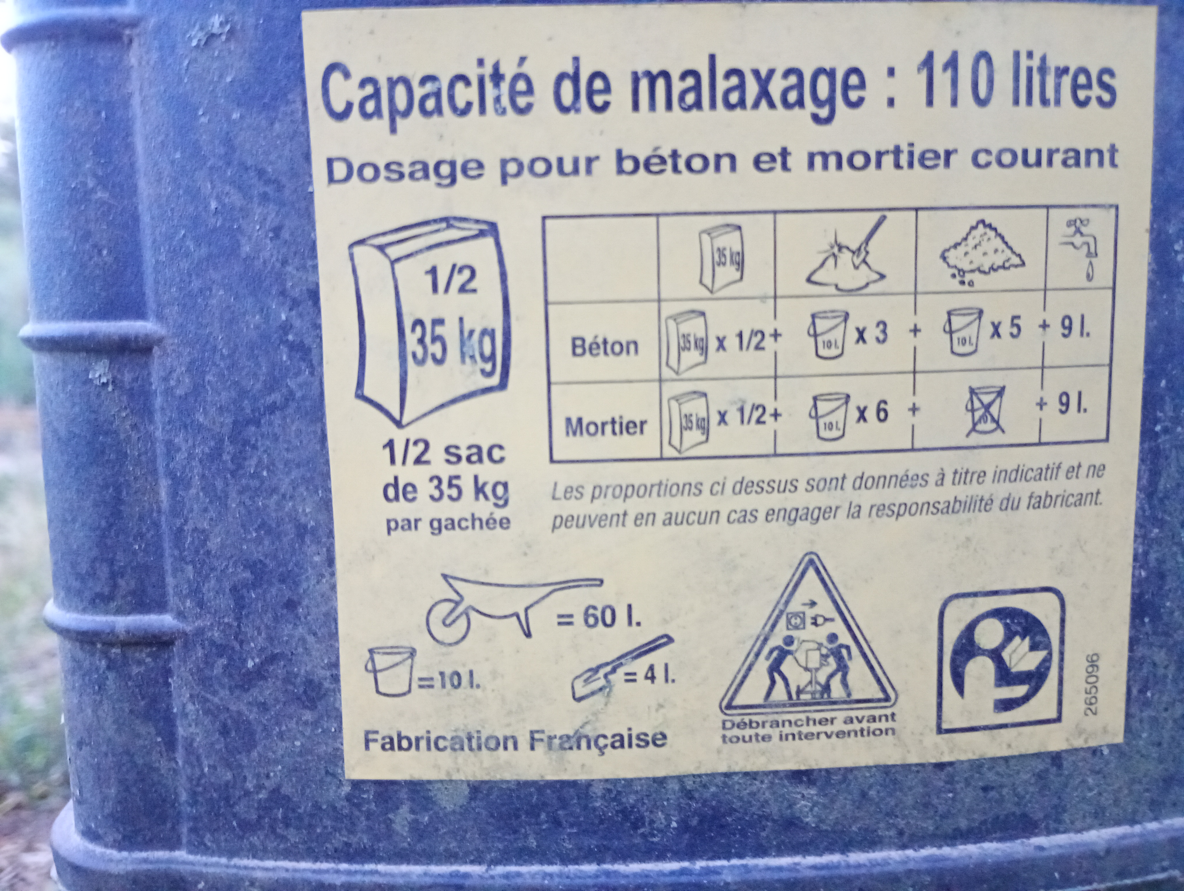 Location betonniere entre particuliers (01)