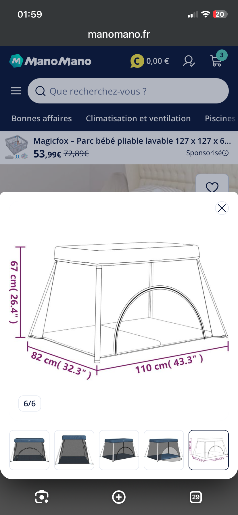 Location lit parapluie entre particuliers (76)